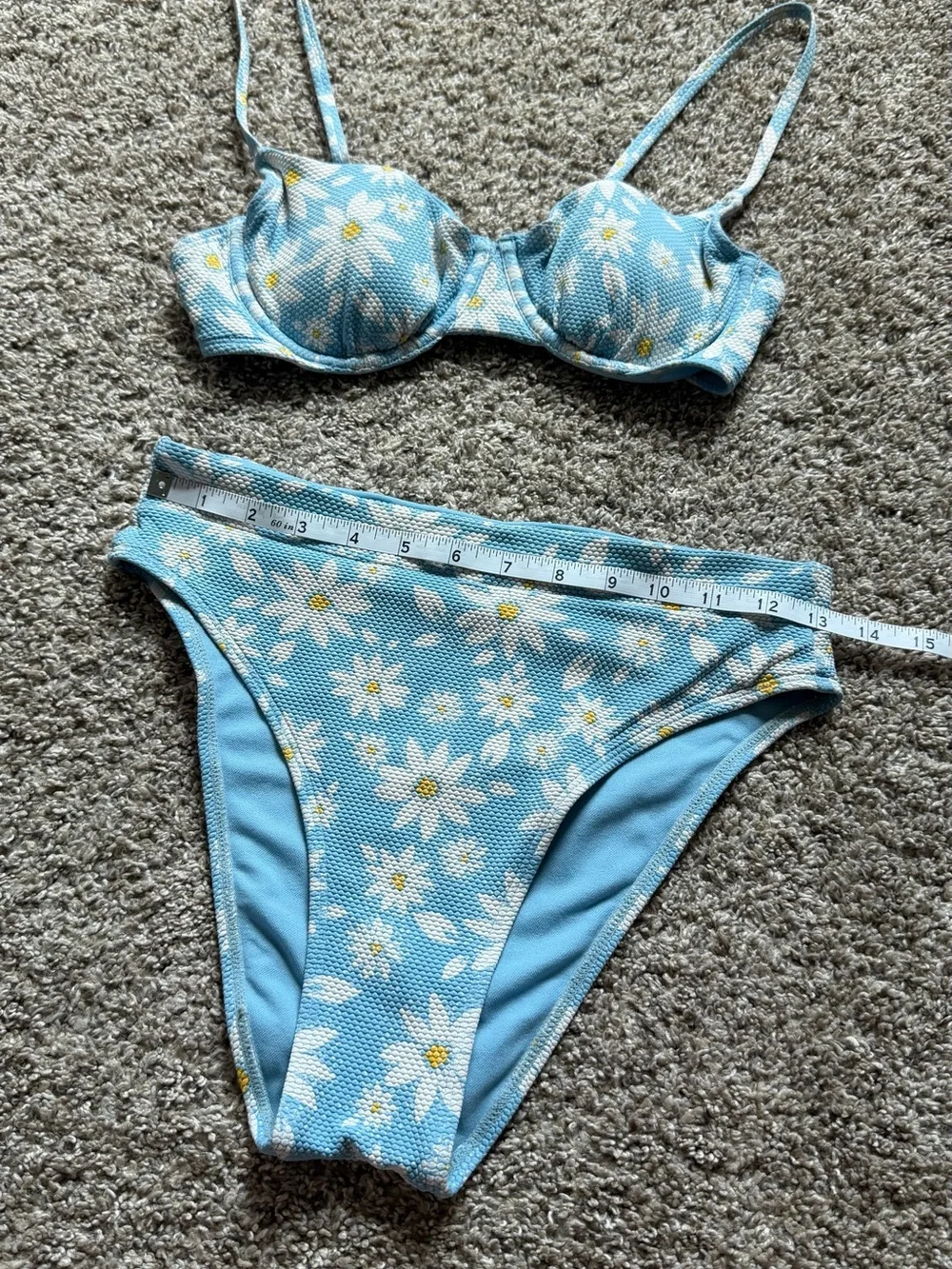 Blue Daisy Floral Bikini Set